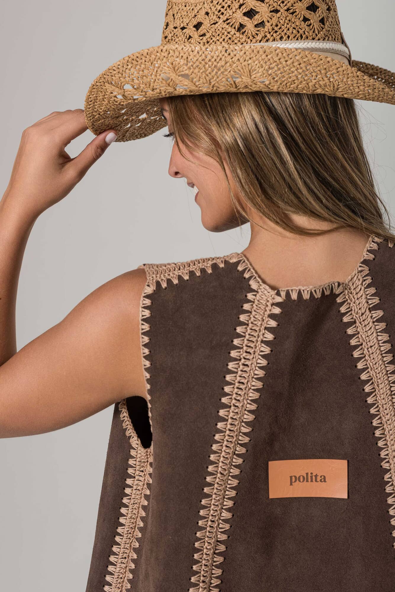 Chaleco Trama choco y beige