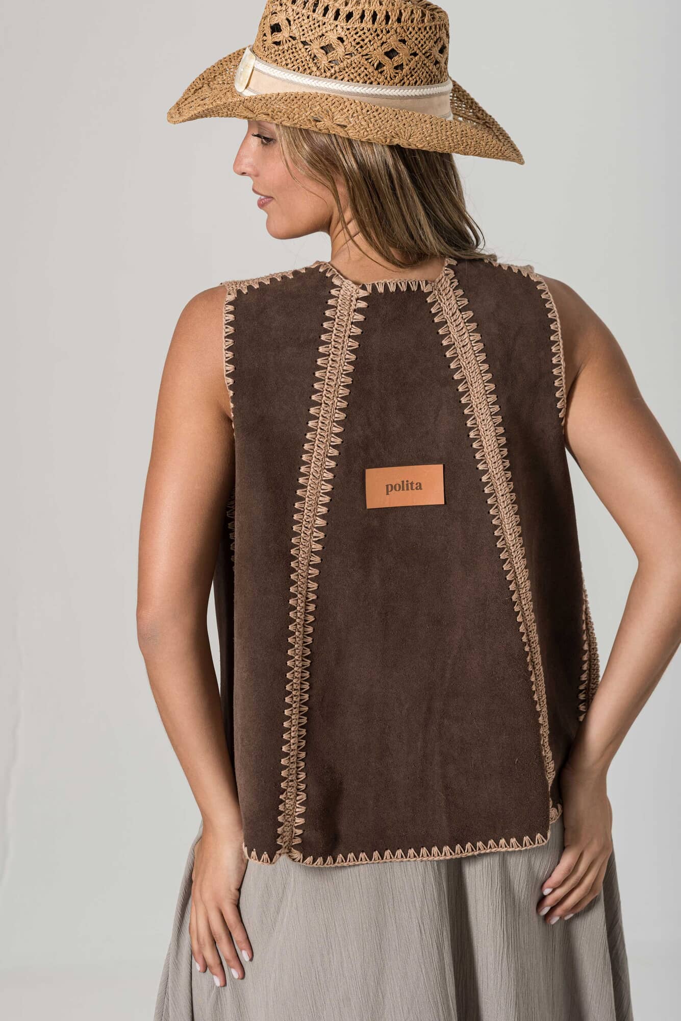 Chaleco Trama choco y beige