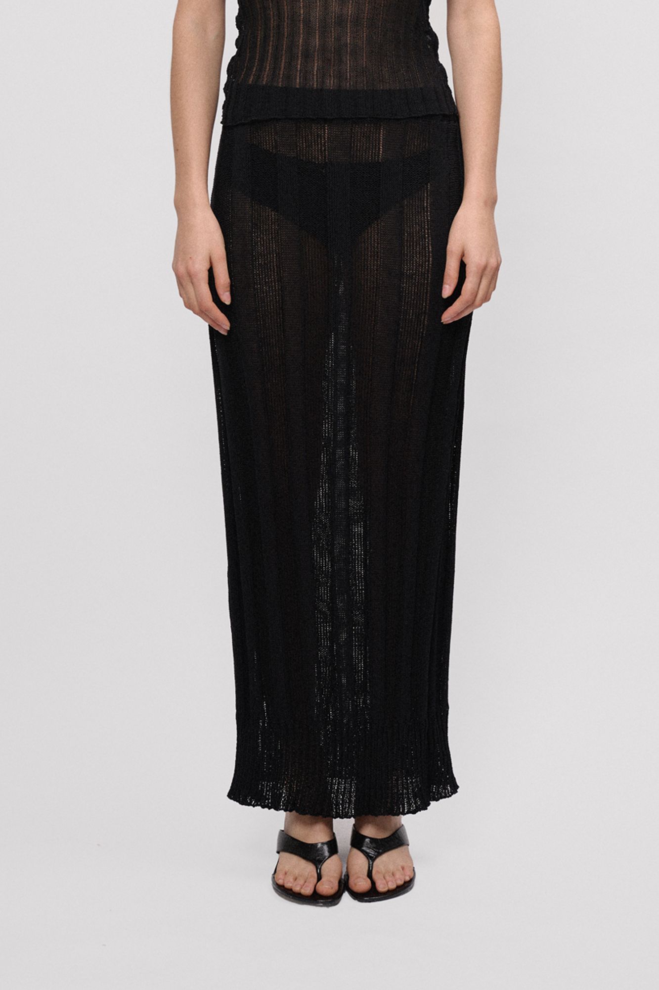 Falda midi tejida en lino