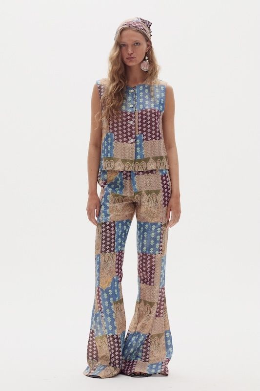 Pantalón Emilia en Lino Metalizado - Padma Gold Print