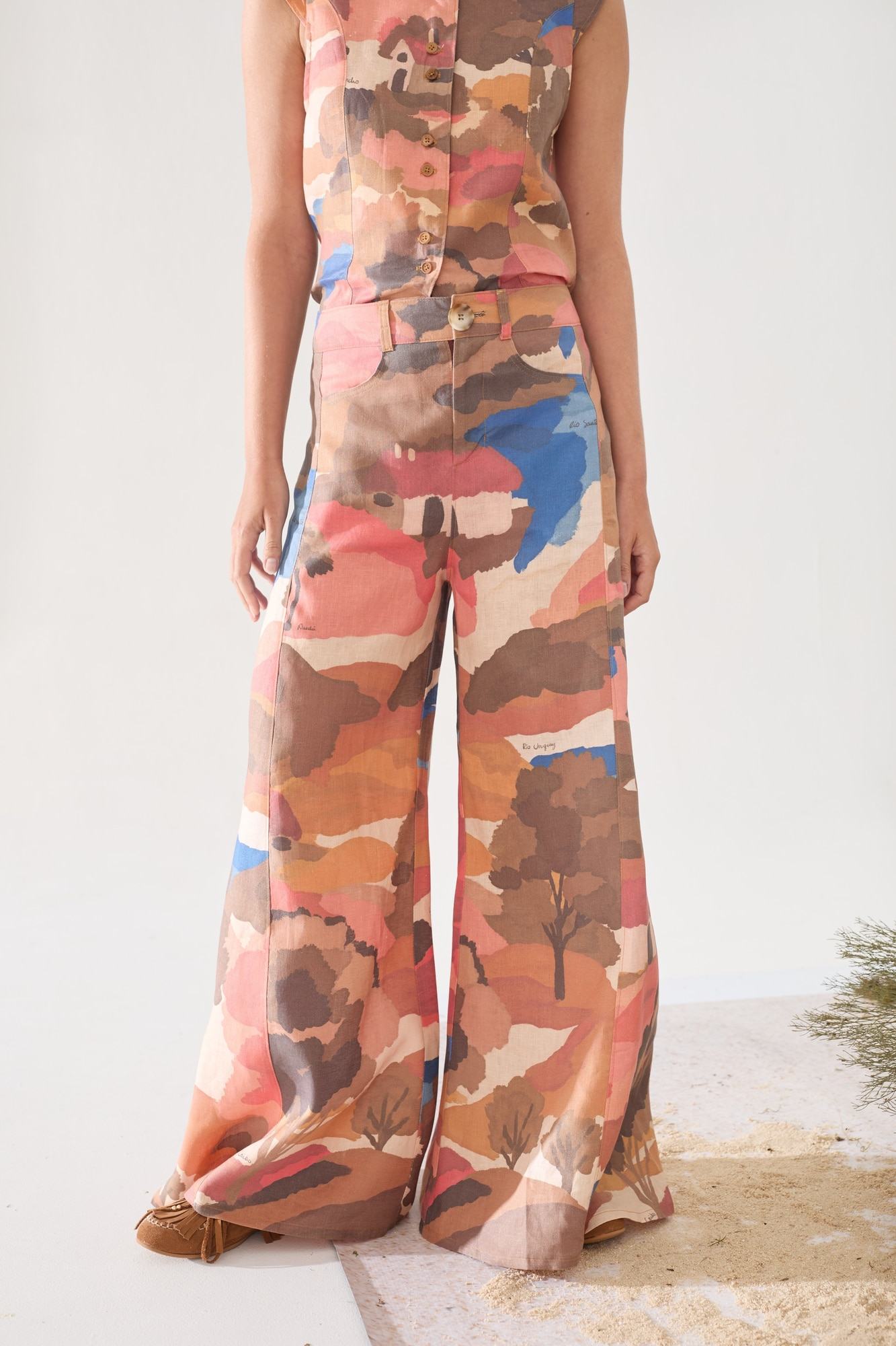 Pantalon Wide XL Linen Print