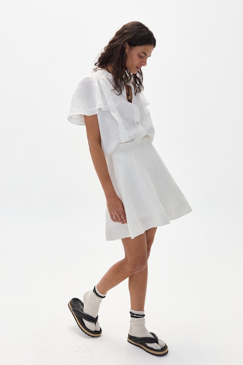 Falda Alu en Lino - Blanco