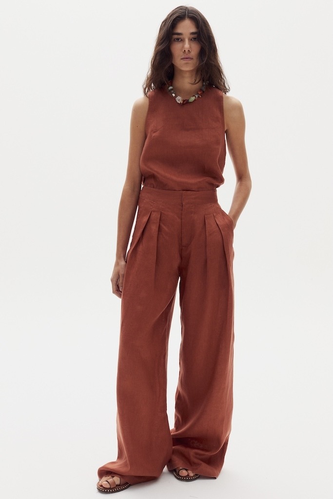 Pantalón Lara en Lino - Hazelnut