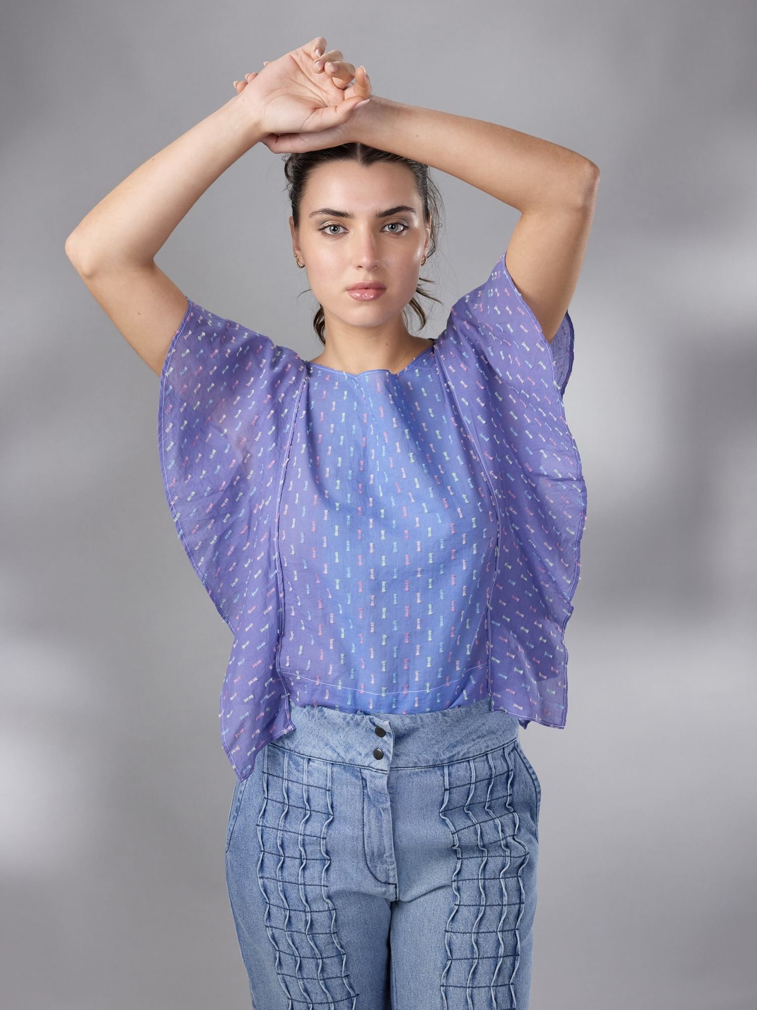 BLUSA VOLADO BRUMA  ALGODON by ANA LIVNI