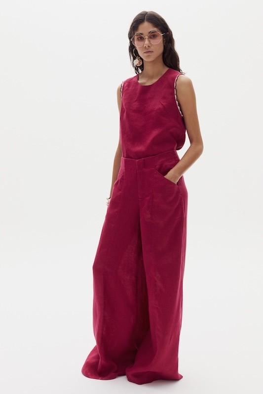 Pantalón Vincent en Lino - Cherry