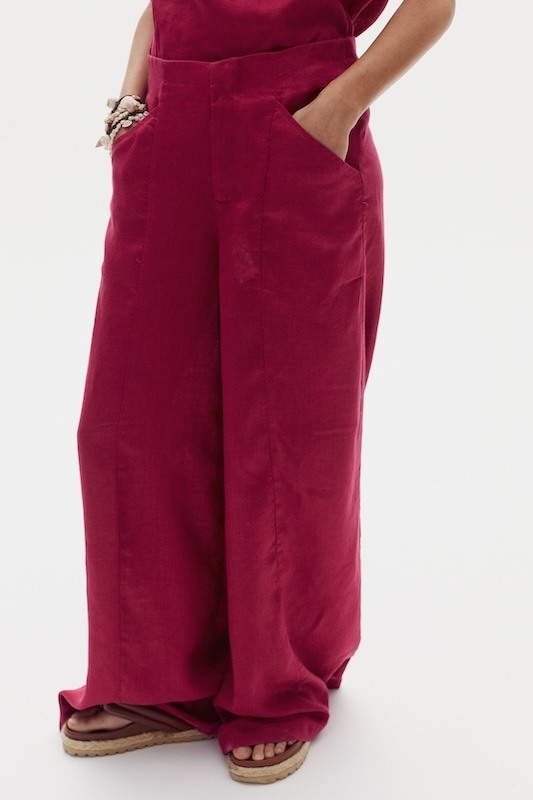 Pantalón Vincent en Lino - Cherry