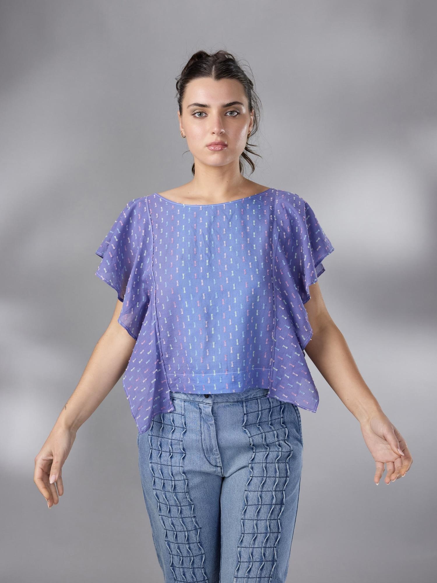 BLUSA VOLADO BRUMA  ALGODON by ANA LIVNI