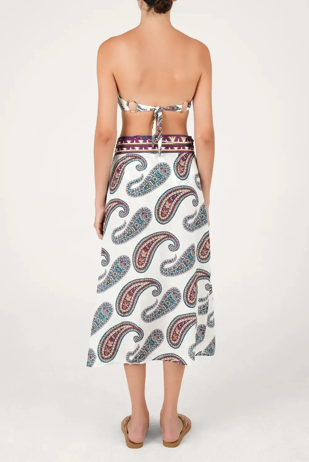 FALDA LARGA OASIS ESTAMPADA PAISLEY CON LAZO
