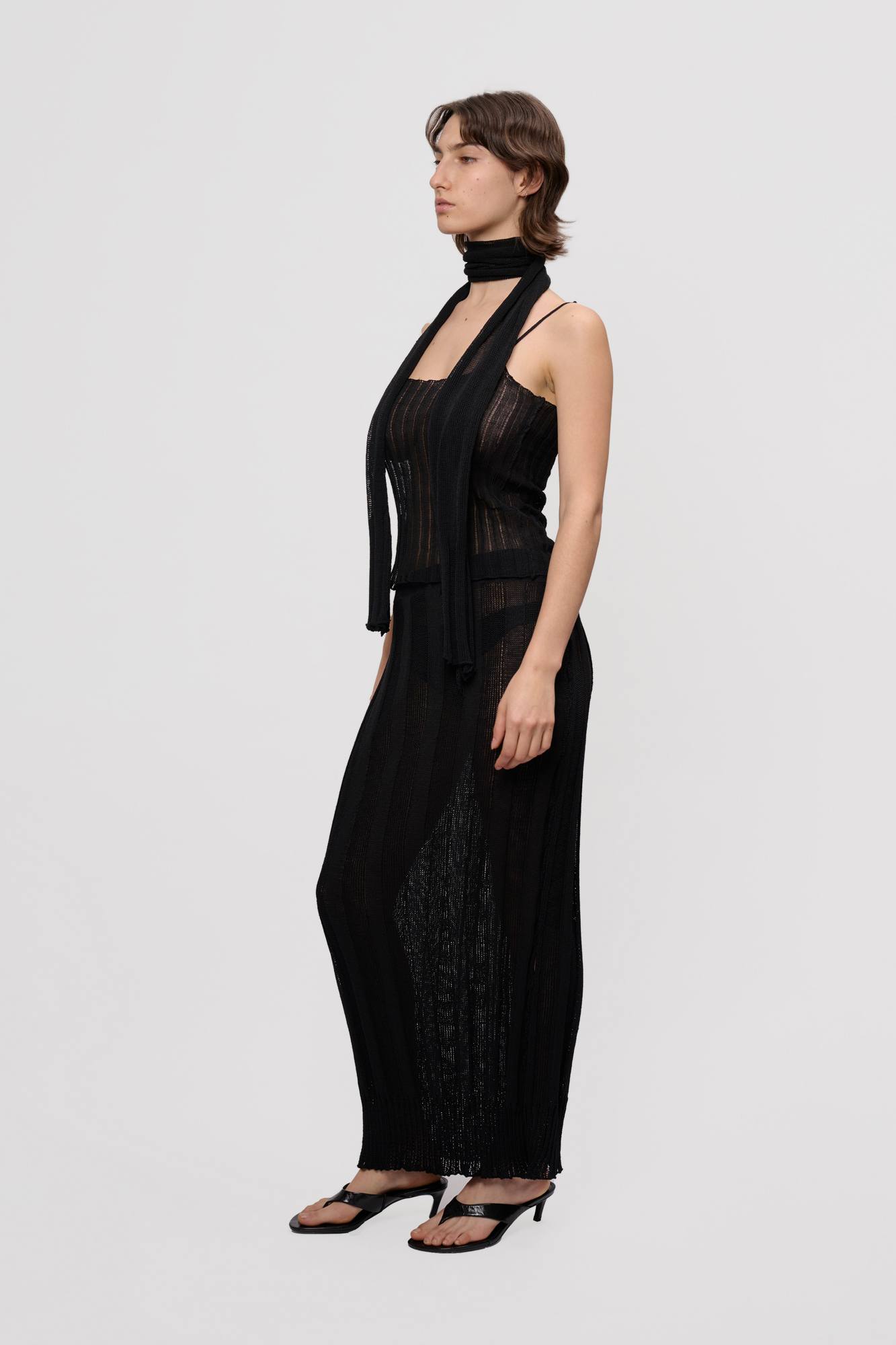 Falda midi tejida en lino