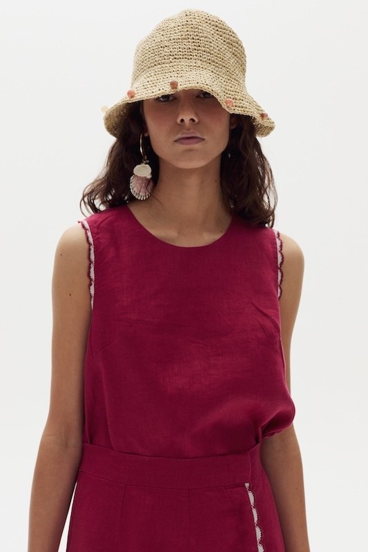 Top Juliette en Lino -Cherry