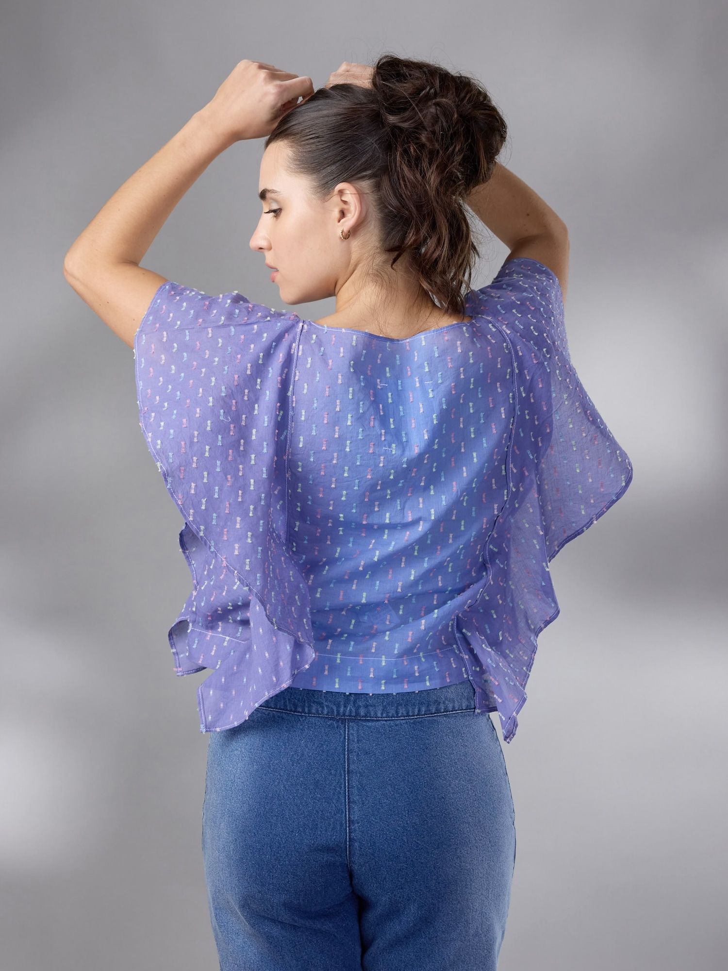 BLUSA VOLADO BRUMA  ALGODON by ANA LIVNI
