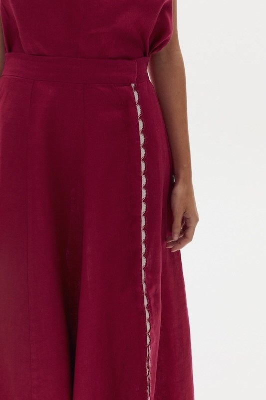 Falda Tammy en Lino - Cherry