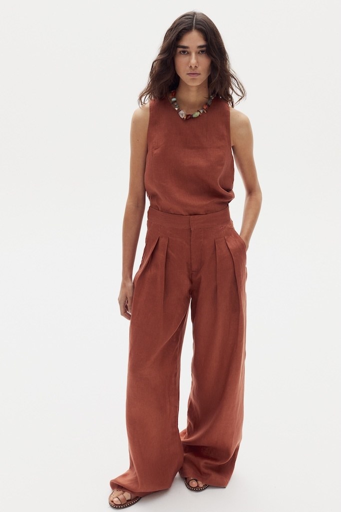 Pantalón Lara en Lino - Hazelnut