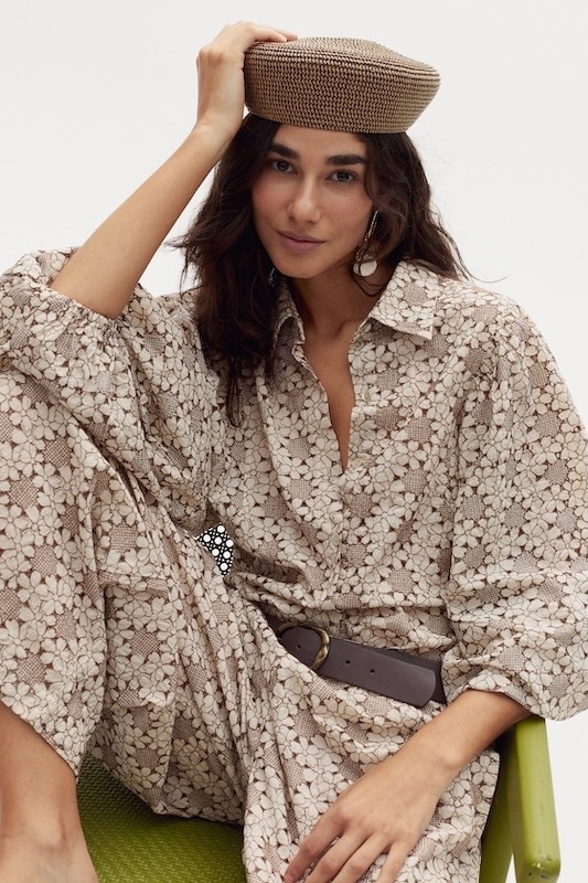 Camisa Claire en Algodón Bordado Inglés - Roberta Brown Flowers