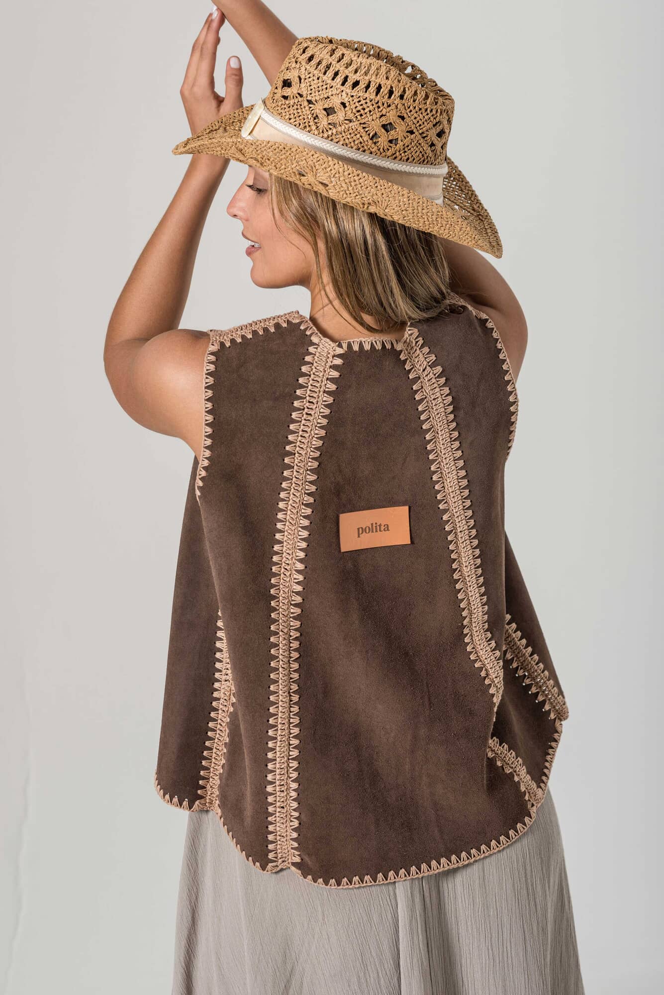Chaleco Trama choco y beige