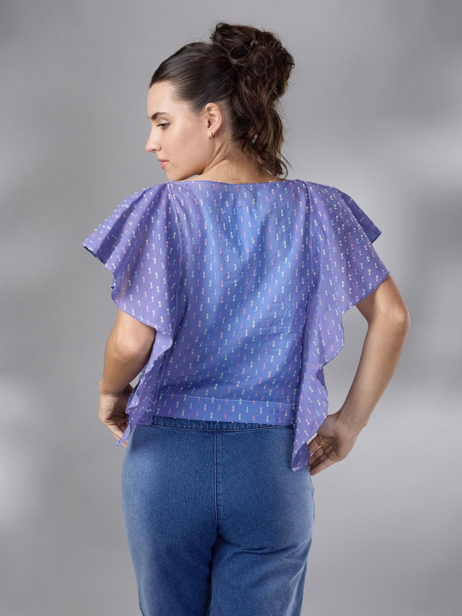 BLUSA VOLADO BRUMA  ALGODON by ANA LIVNI