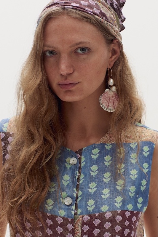 Top Pam en Lino Metalizado - Padma Gold Print