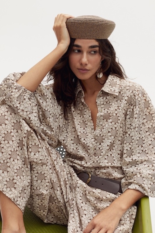 Camisa Claire en Algodón Bordado Inglés - Roberta Brown Flowers