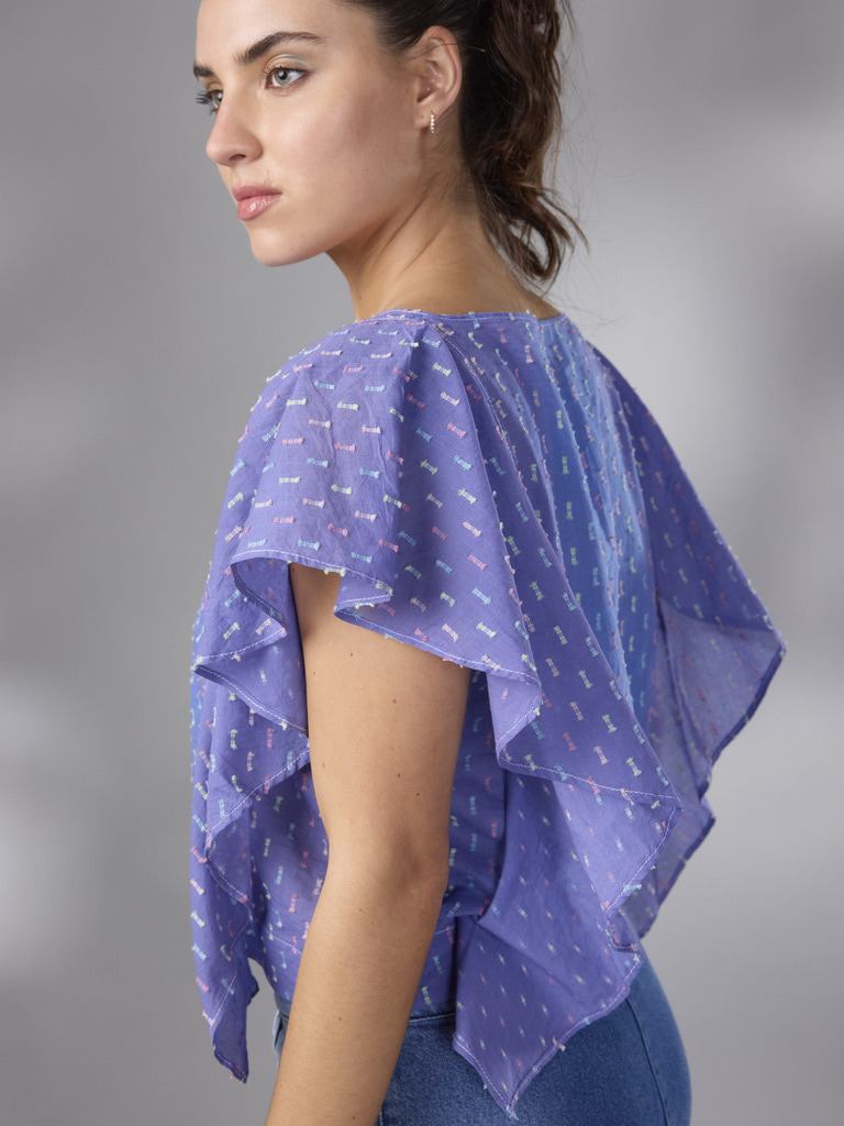 BLUSA VOLADO BRUMA  ALGODON by ANA LIVNI