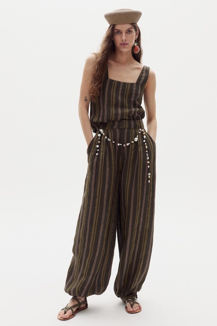 Pantalón Bazaar en Lino - Jungle Stripes