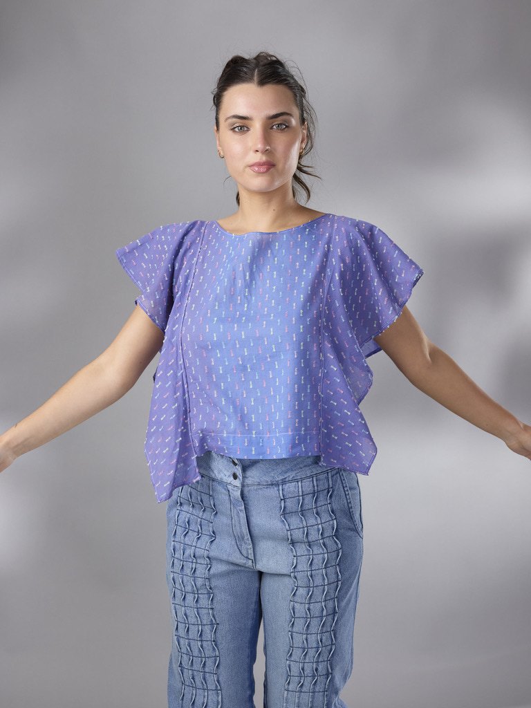 BLUSA VOLADO BRUMA  ALGODON by ANA LIVNI