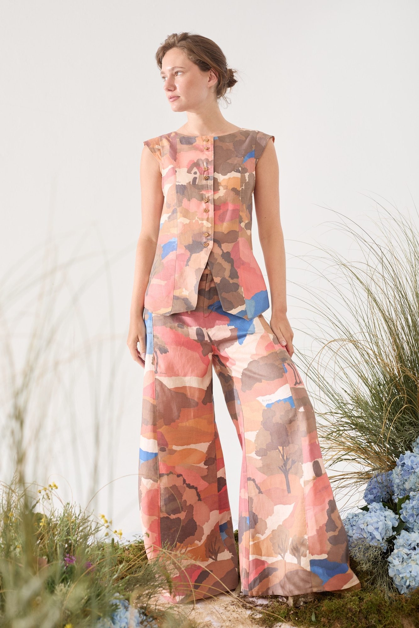 Pantalon Wide XL Linen Print