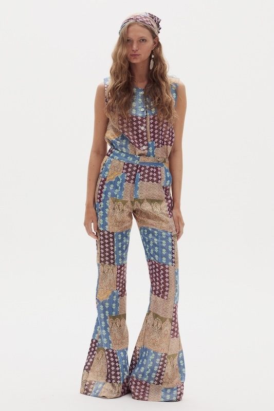 Pantalón Emilia en Lino Metalizado - Padma Gold Print