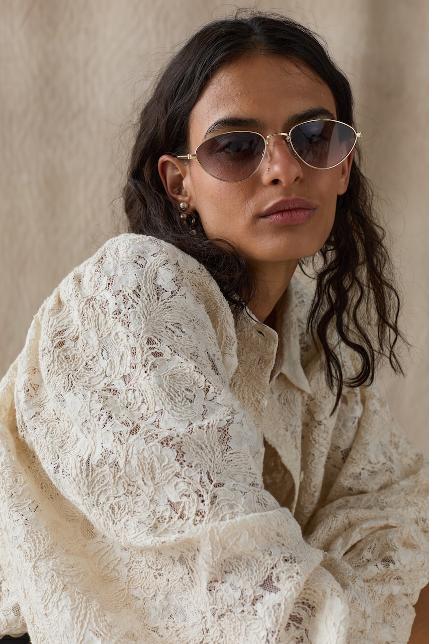 Camisa Claire en Encaje de Algodón - Natural