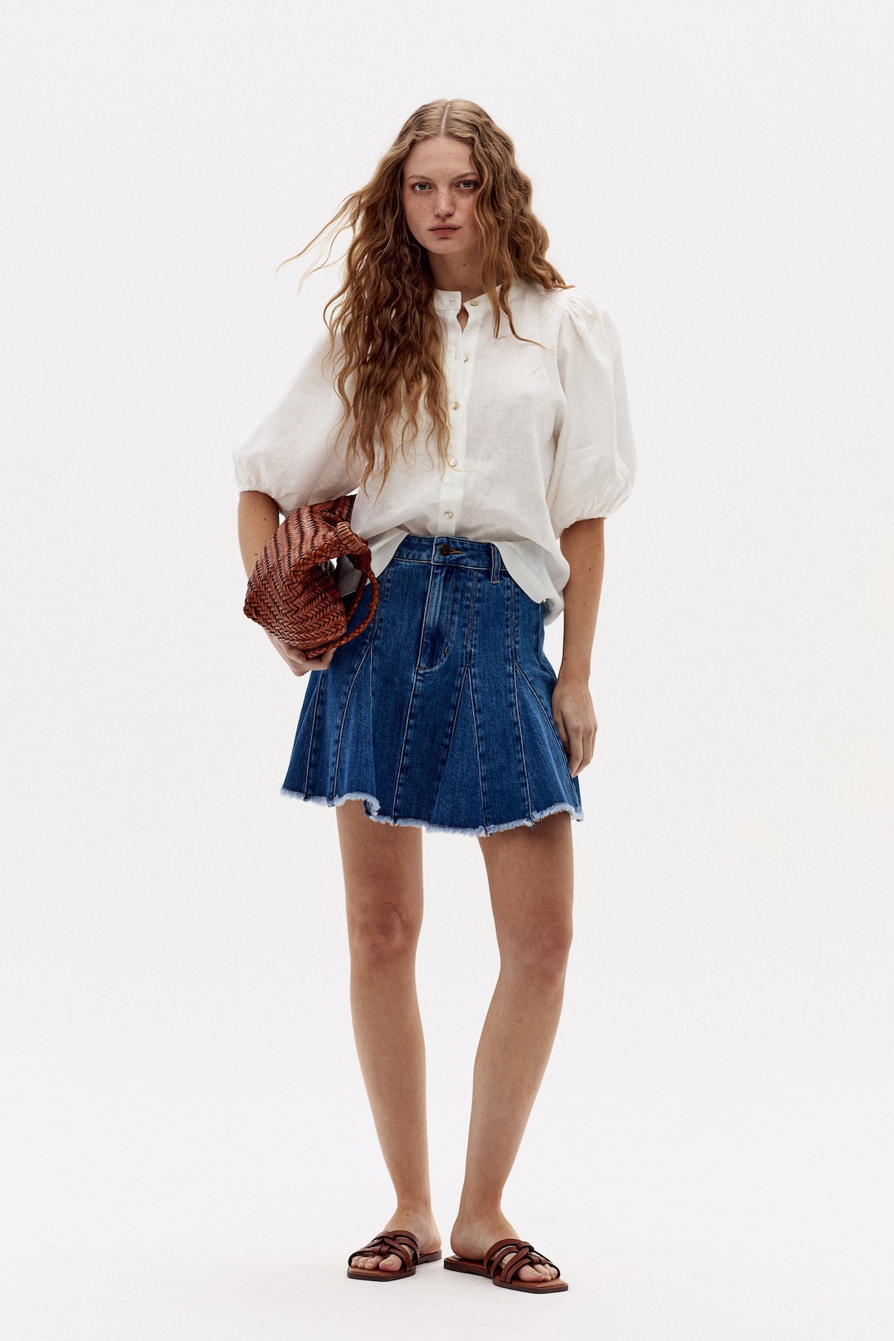 AZALEA, Flare Denim Skirt - Washed Indigo