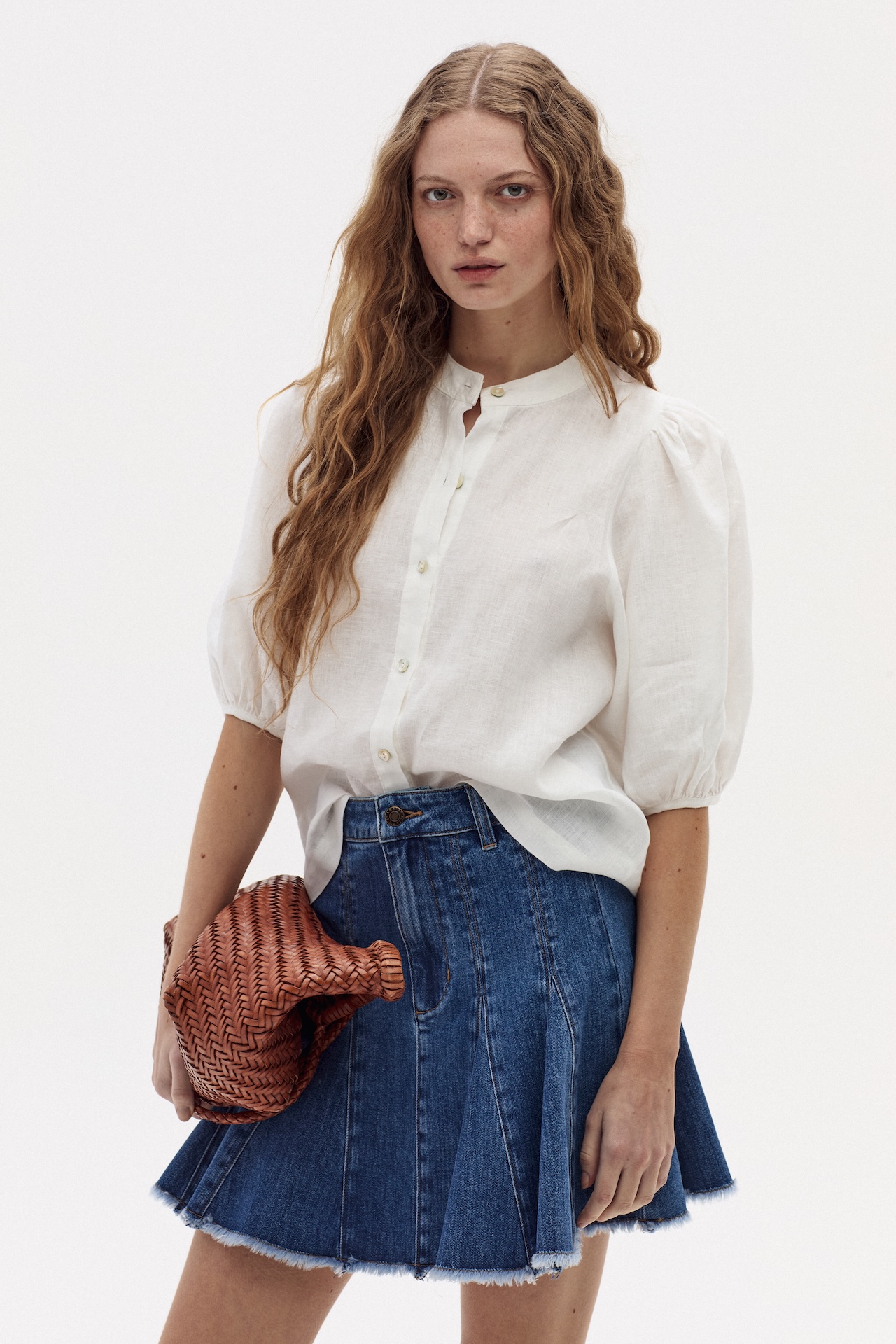 AZALEA, Flare Denim Skirt - Washed Indigo