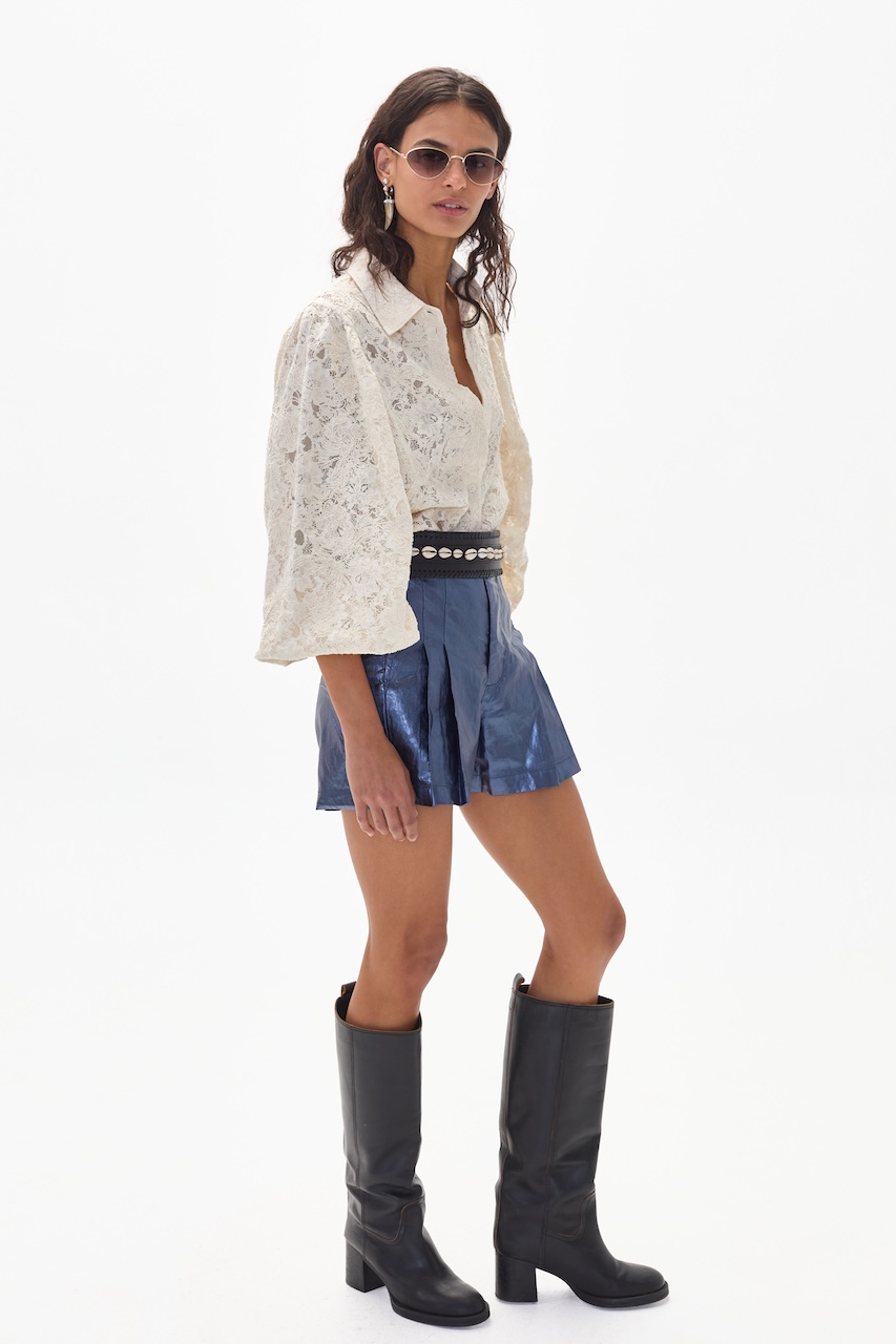 Camisa Claire en Encaje de Algodón - Natural