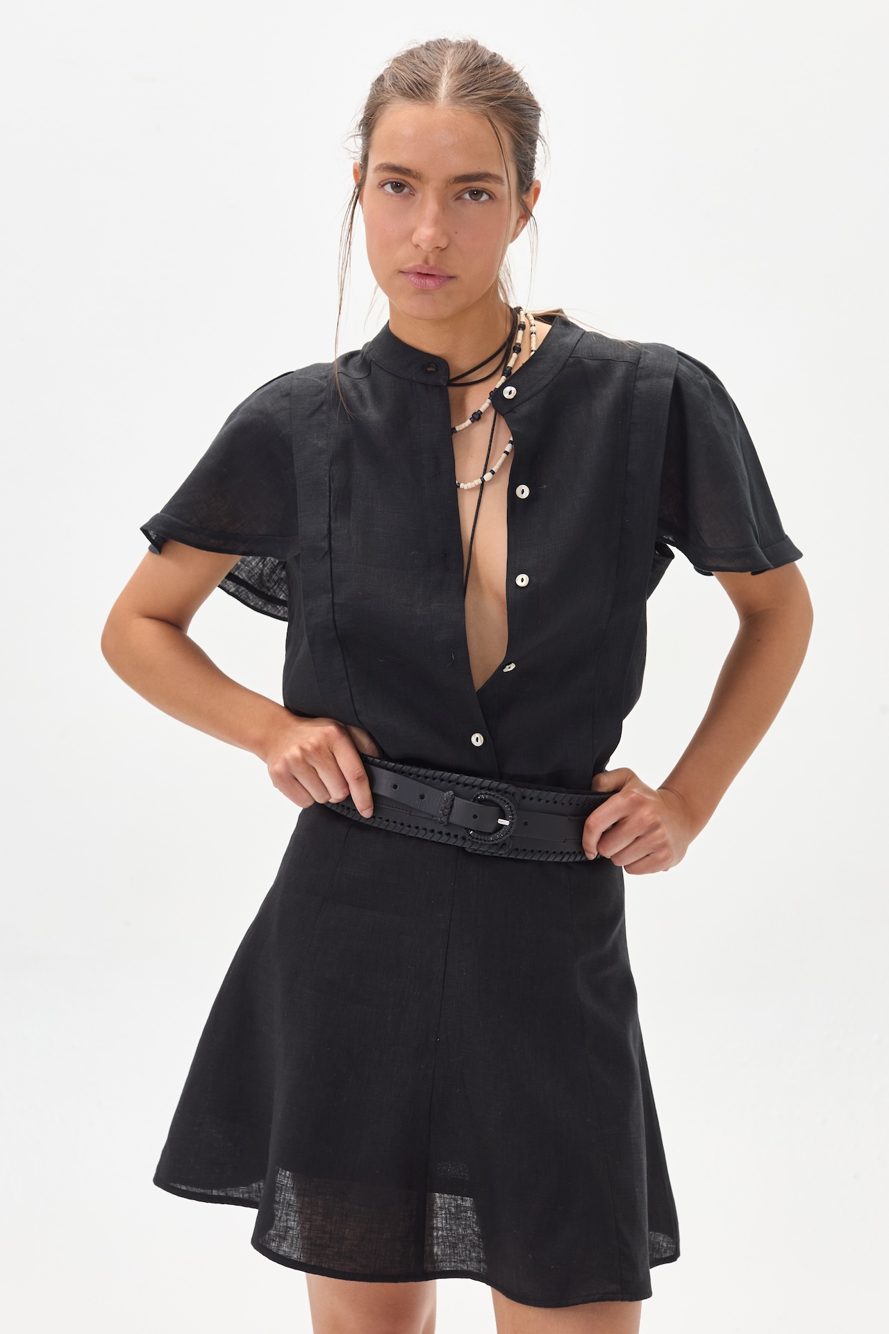 Camisa Willow en Lino - Negro