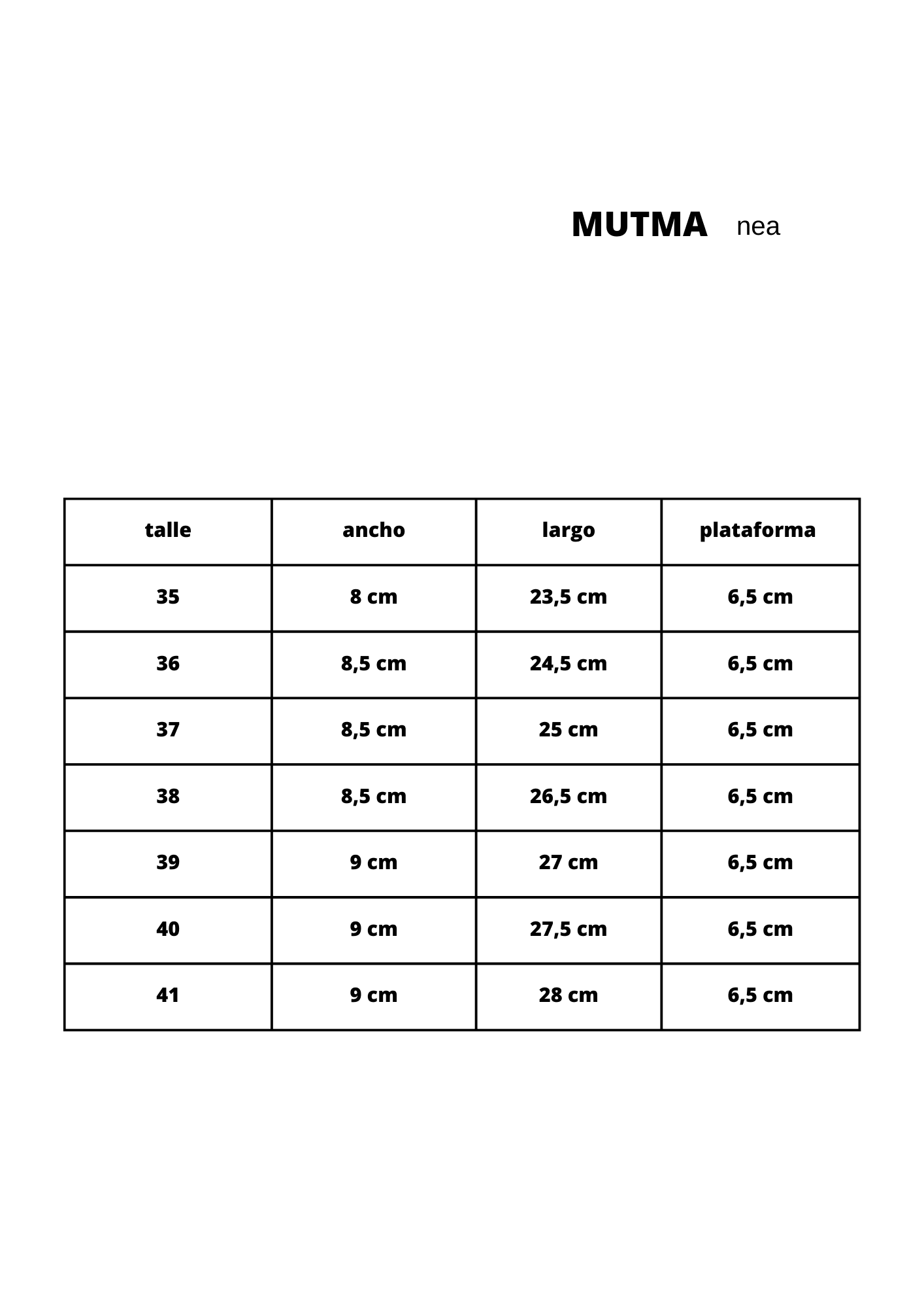 Guía de talles de