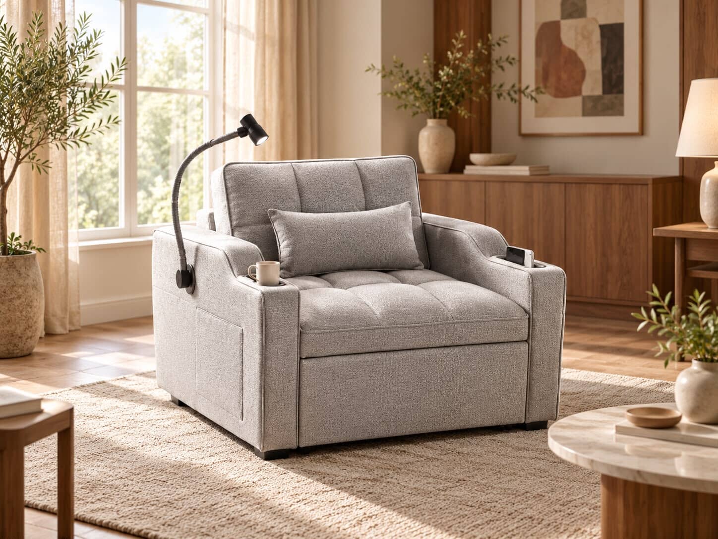 Sofa Cama 1 Plaza Modelo Milena,unico color Gris