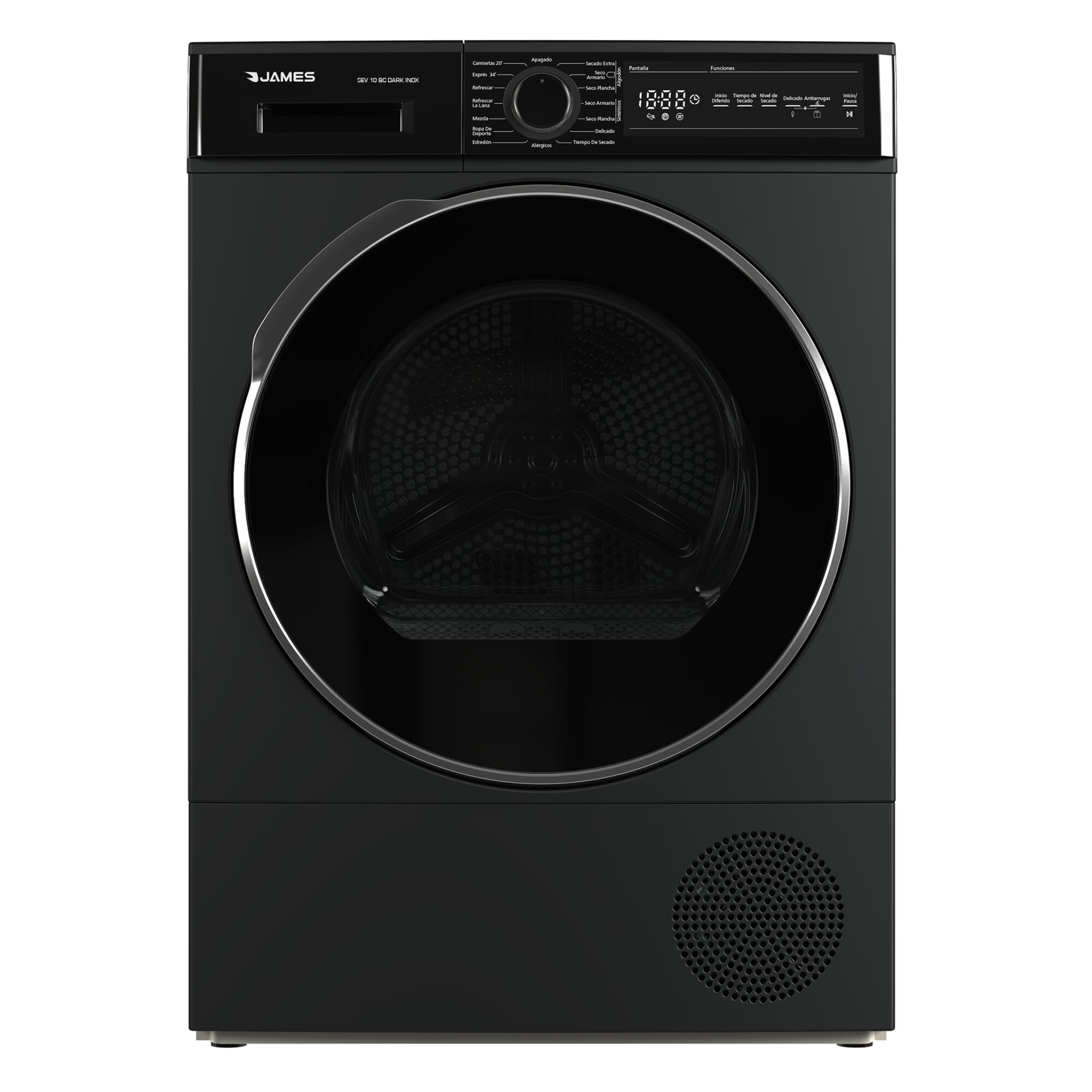 Secarropas James 10 Kg por bomba de calor dark inox