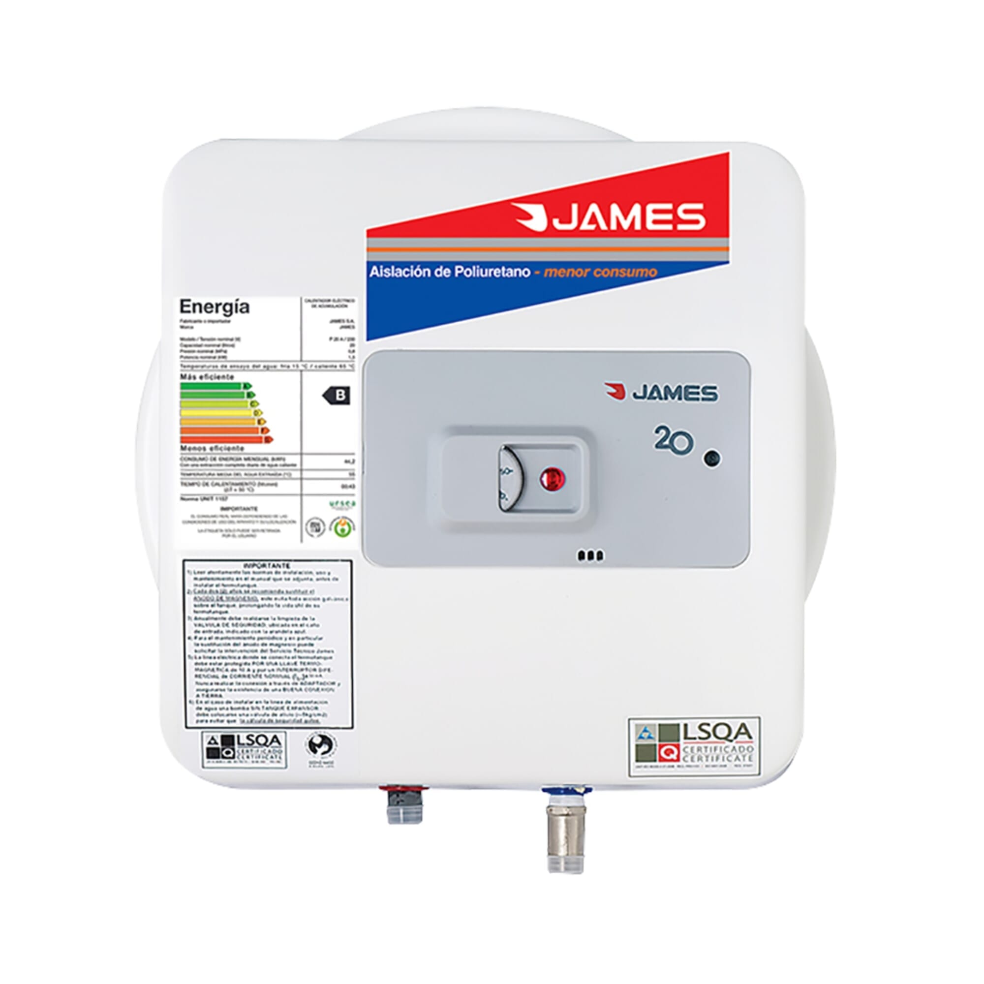Calefon James prisma acero