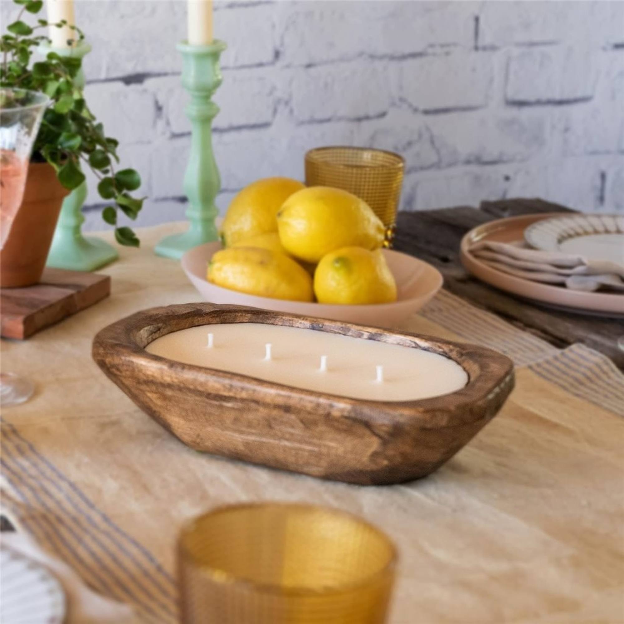 Vela en madera vainilla