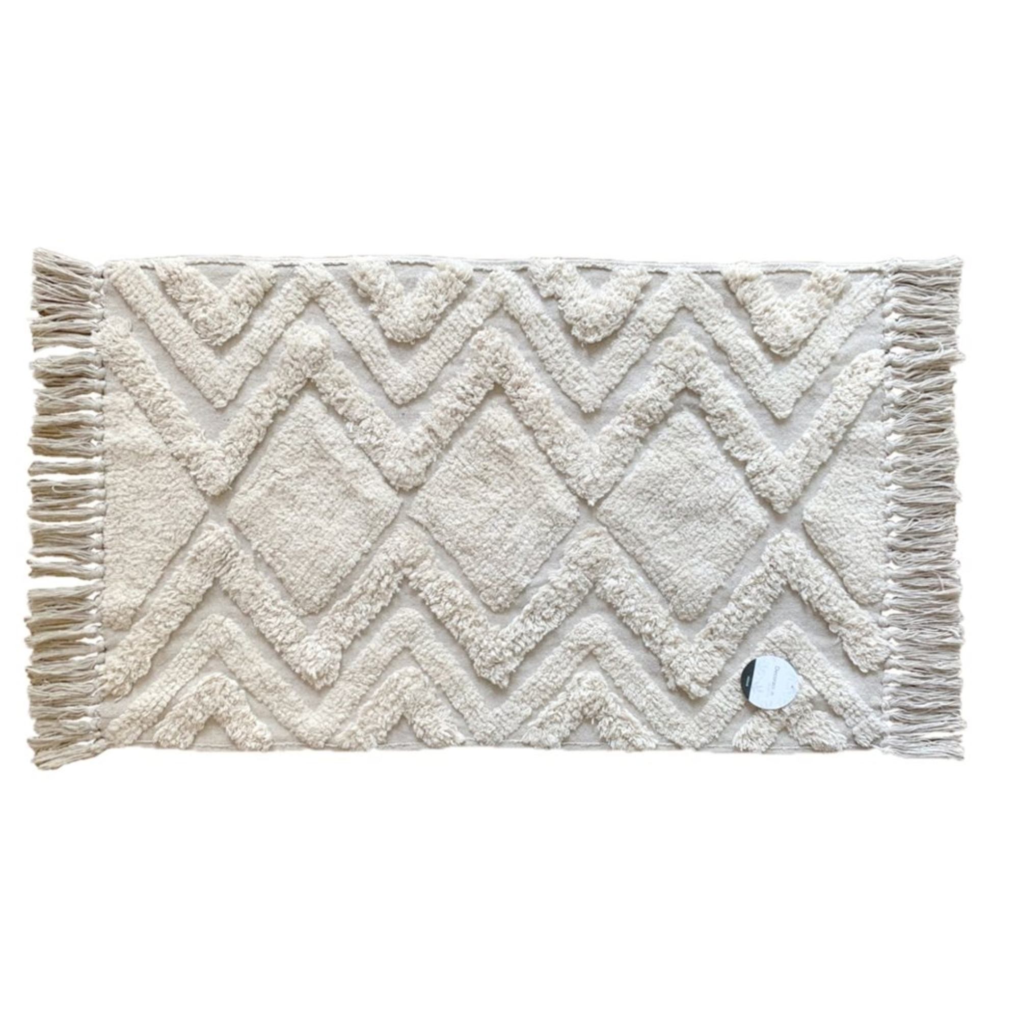 Alfombra fleece c/flecos 50x80cm zigzag
