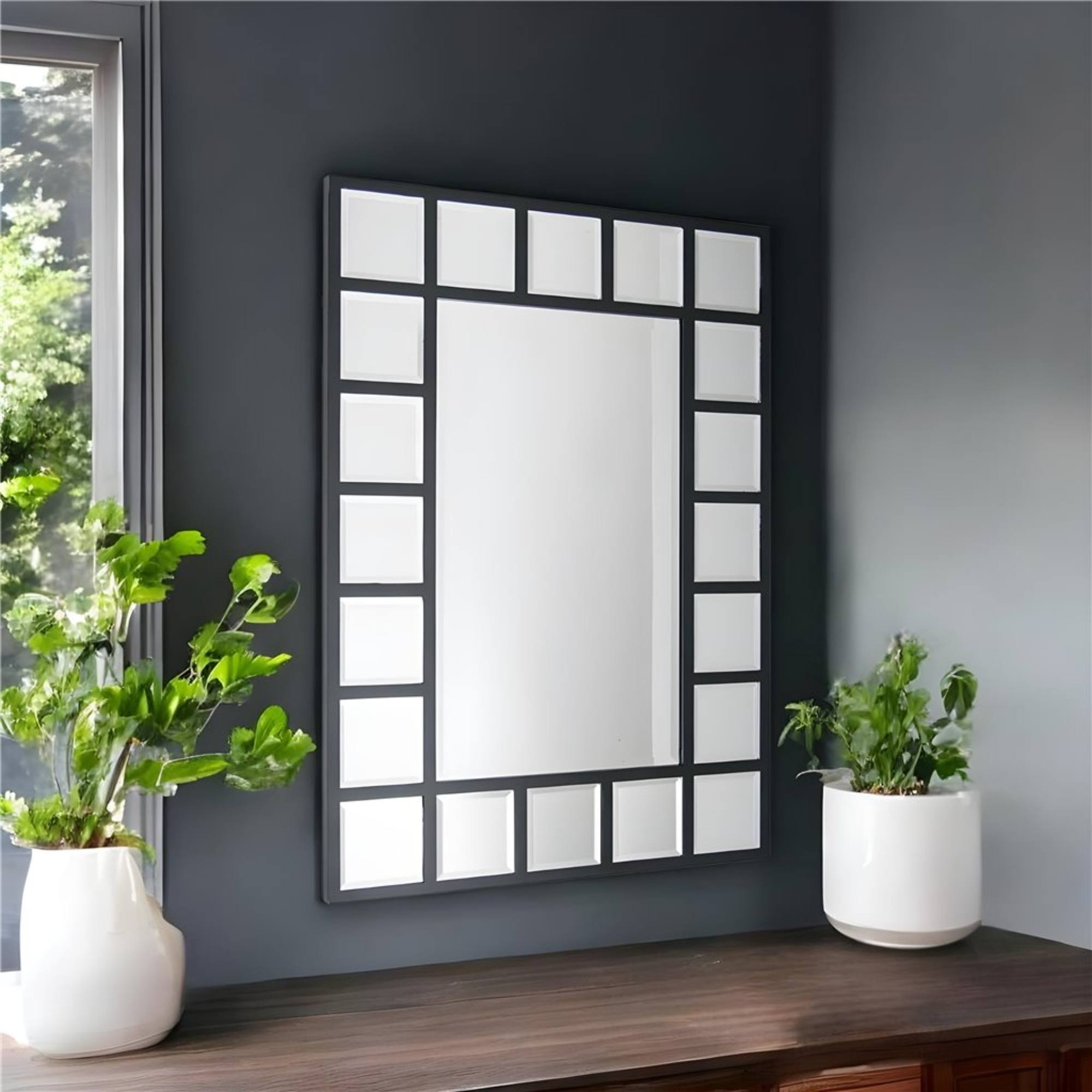 Espejo de madera 61 x 85 cm negro