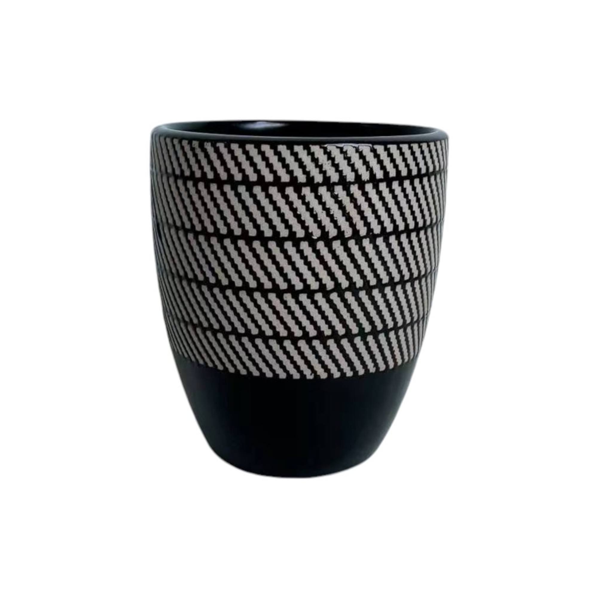 Vaso cerámica estampado negro Selecta