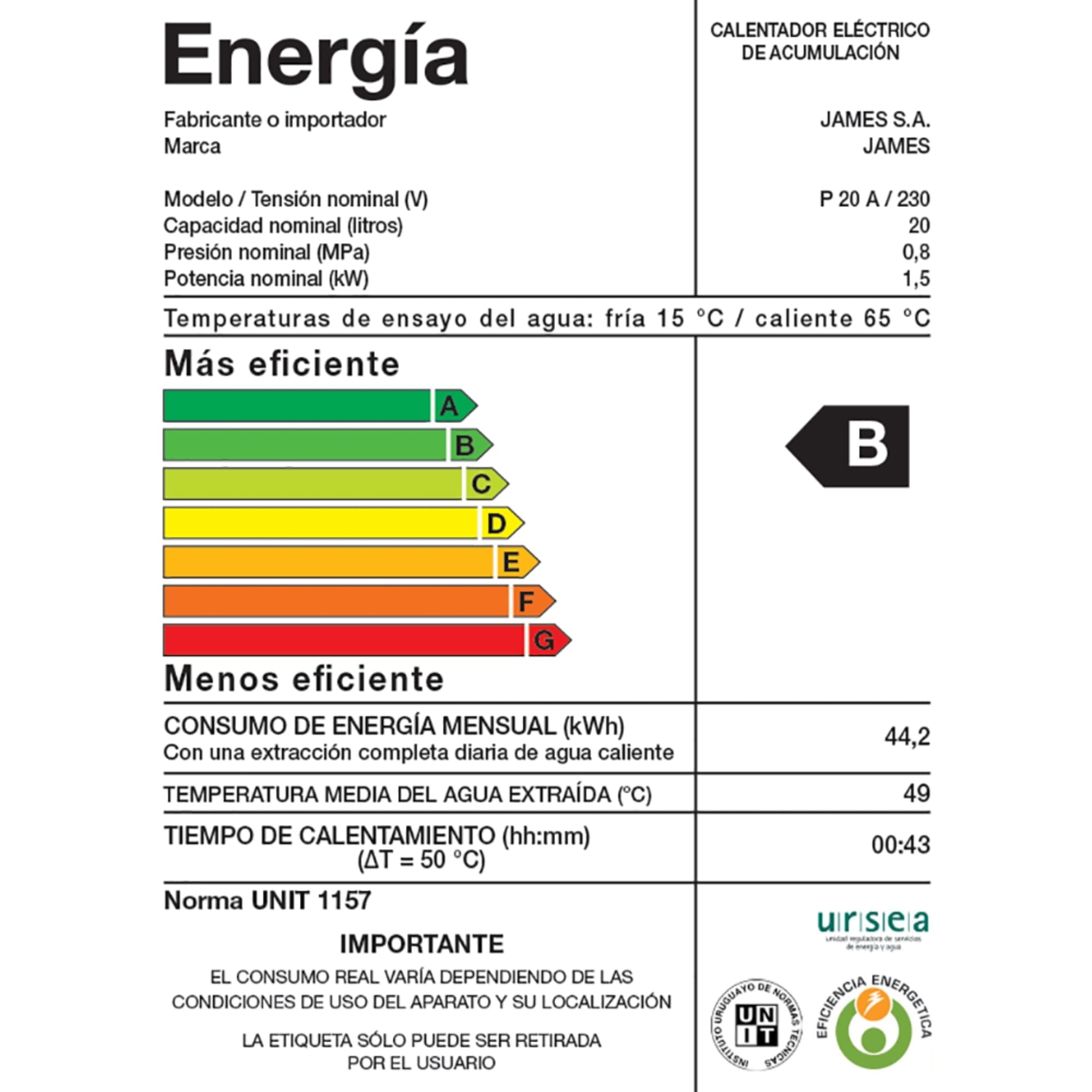 Calefon James prisma acero