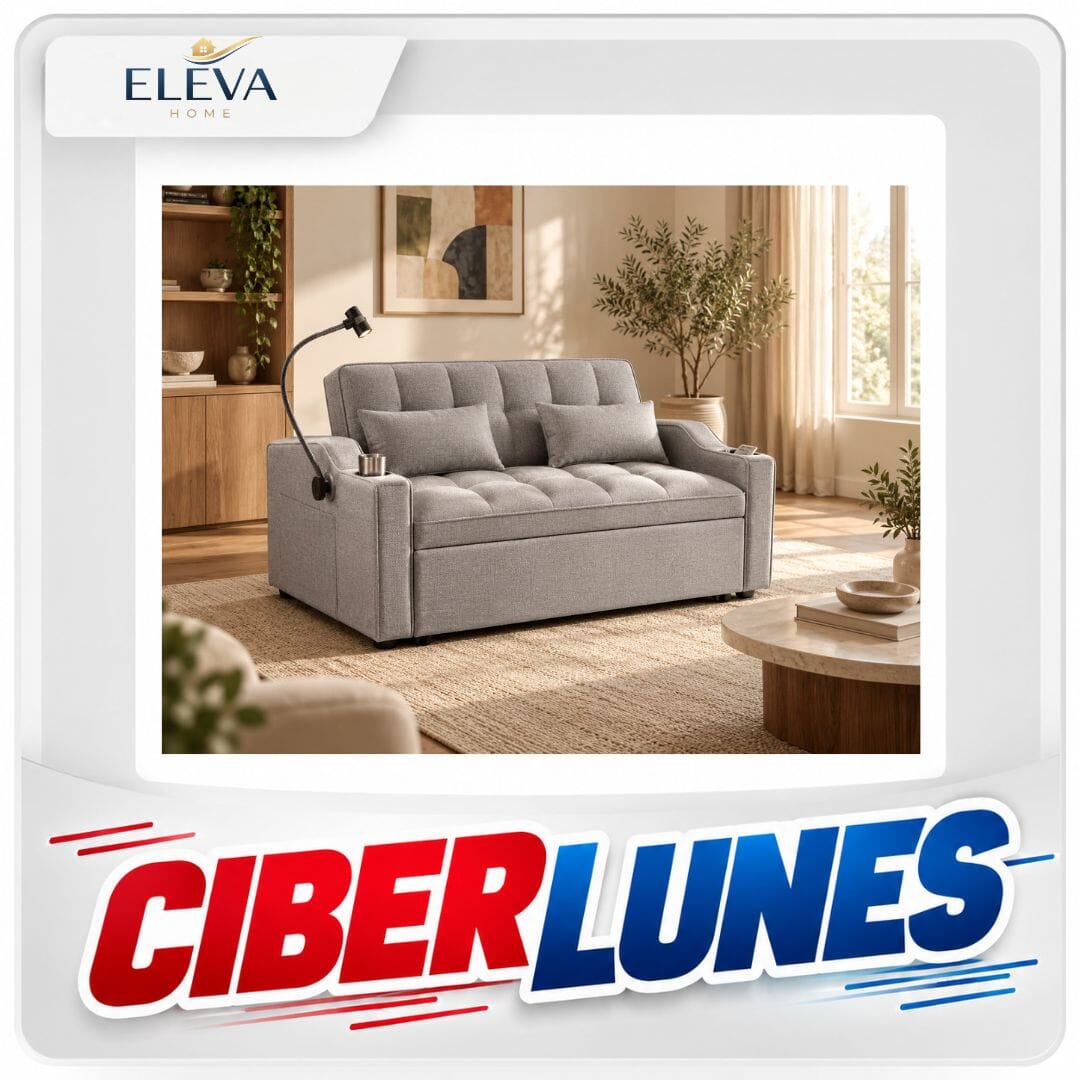 Sofa Cama 2 Cuerpos, Modelo Milena, único color Gris