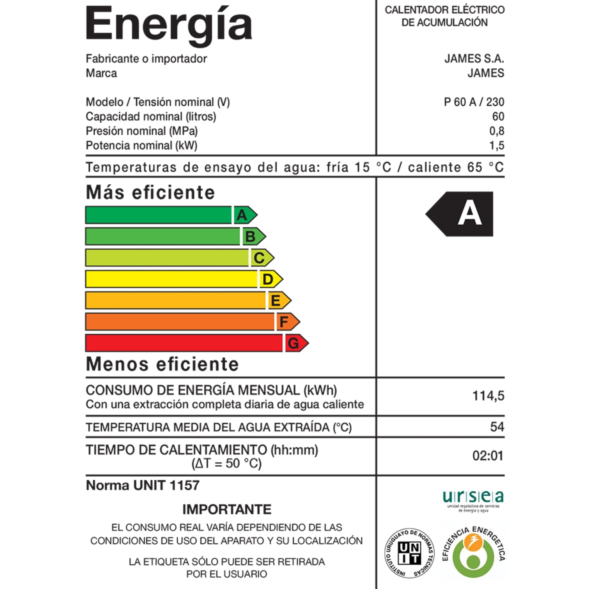Calefon James cilíndirco horizontal acero