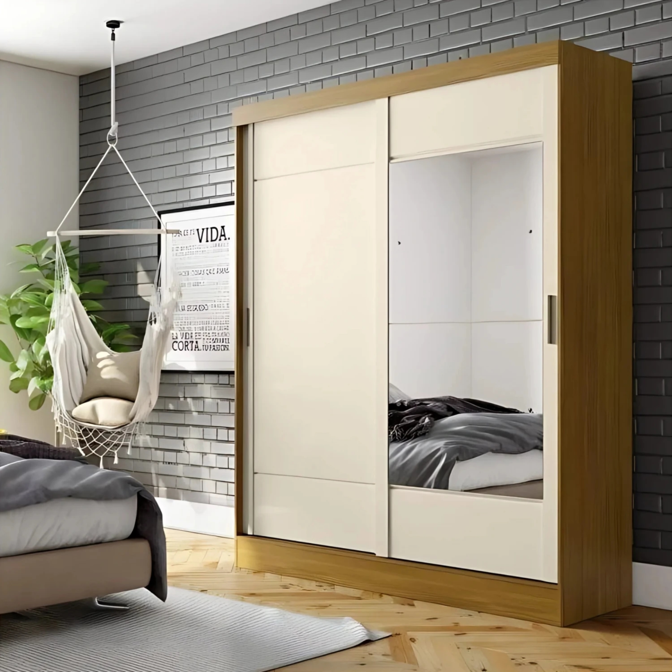 Ropero 2 Puertas B74 - Natural y beige