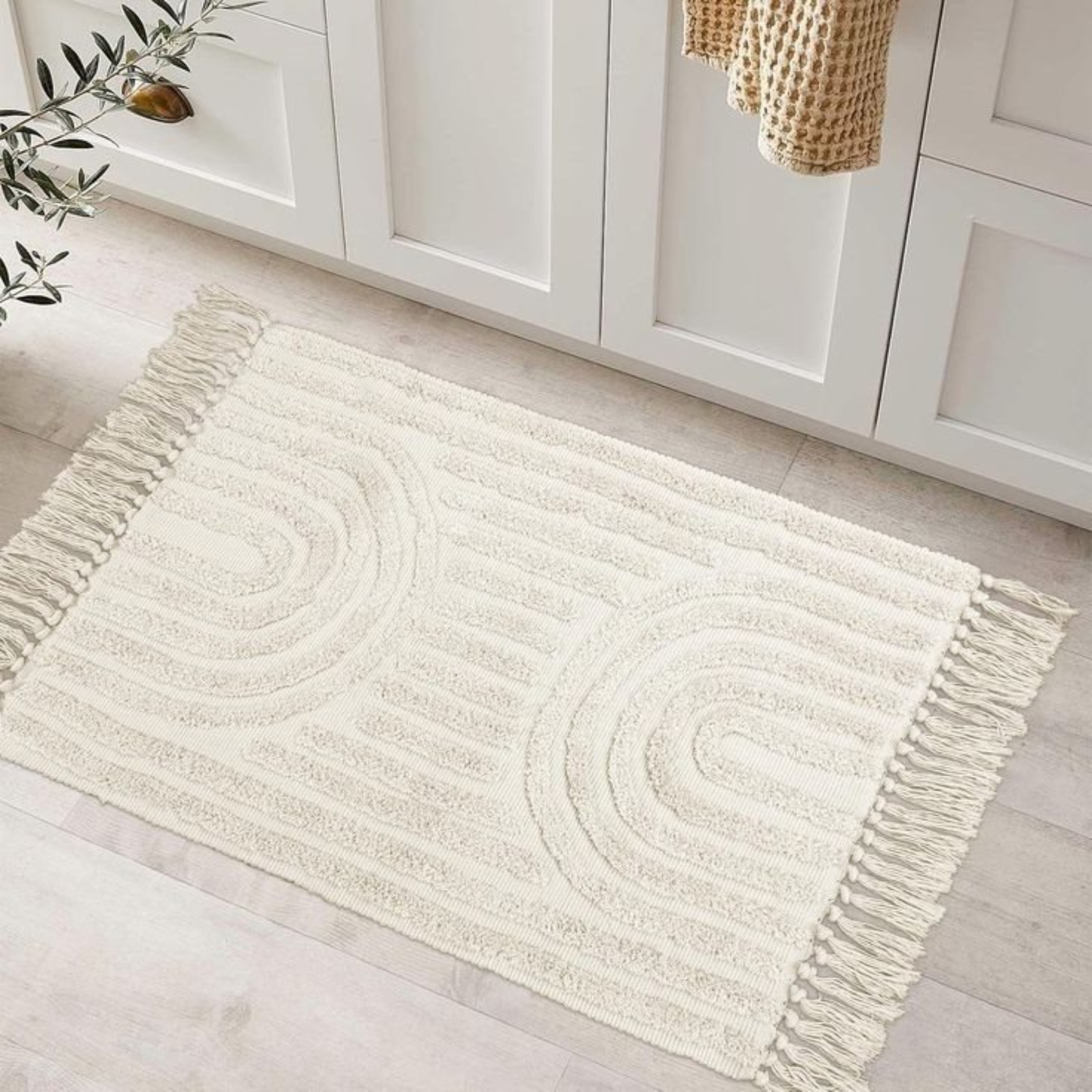 Alfombra fleece c/flecos 50x80cm semicírculos