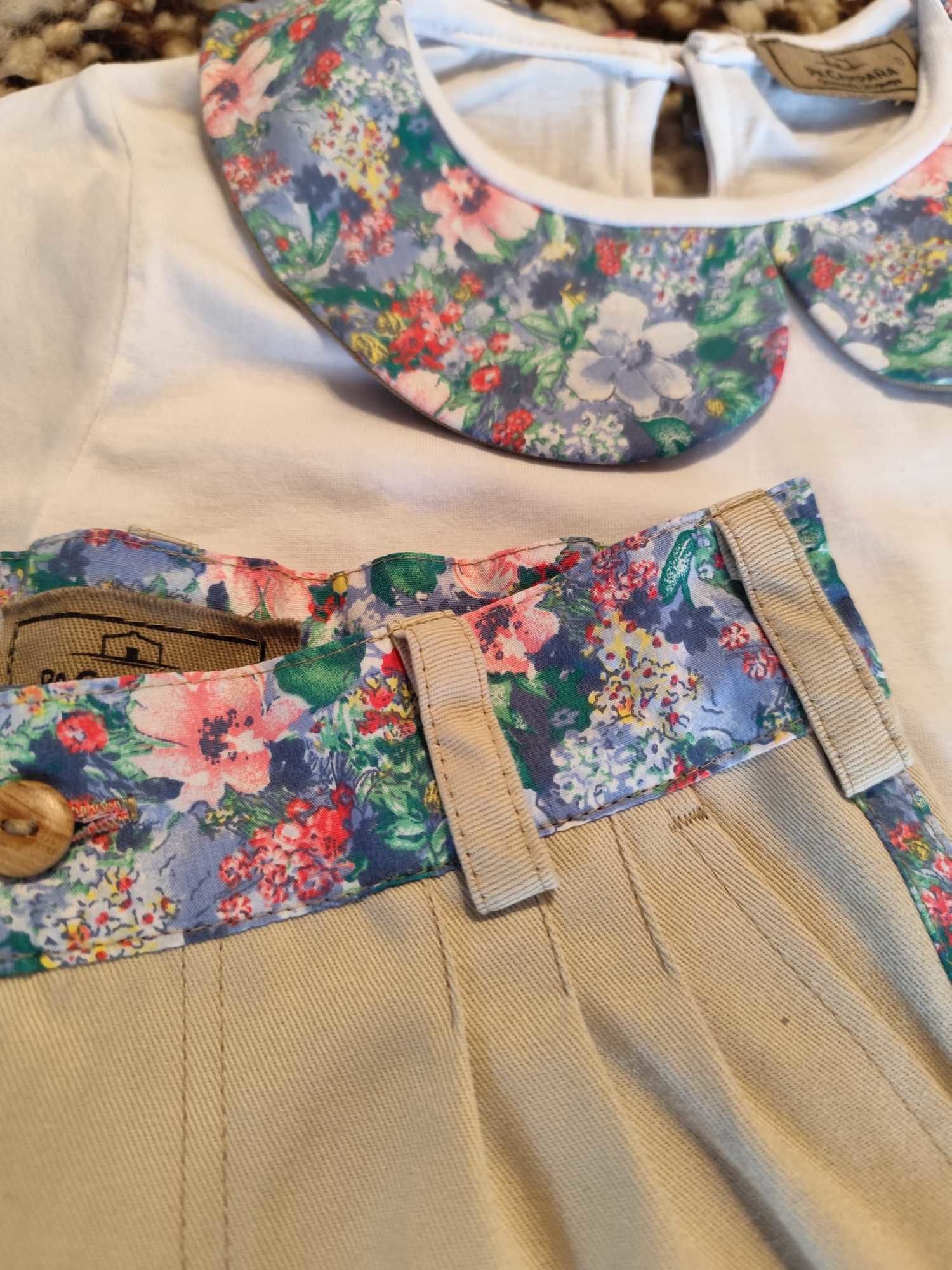 Conjuntos short y remera con florcitas azules