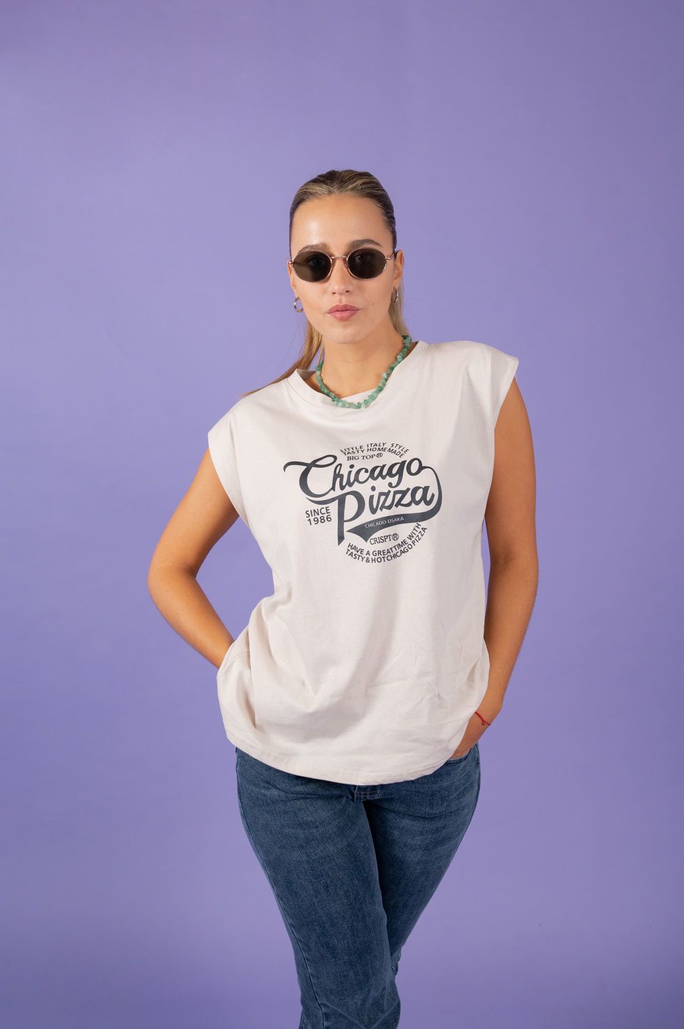 T-SHIRT ESTAMPA CHICAGO PIZZA