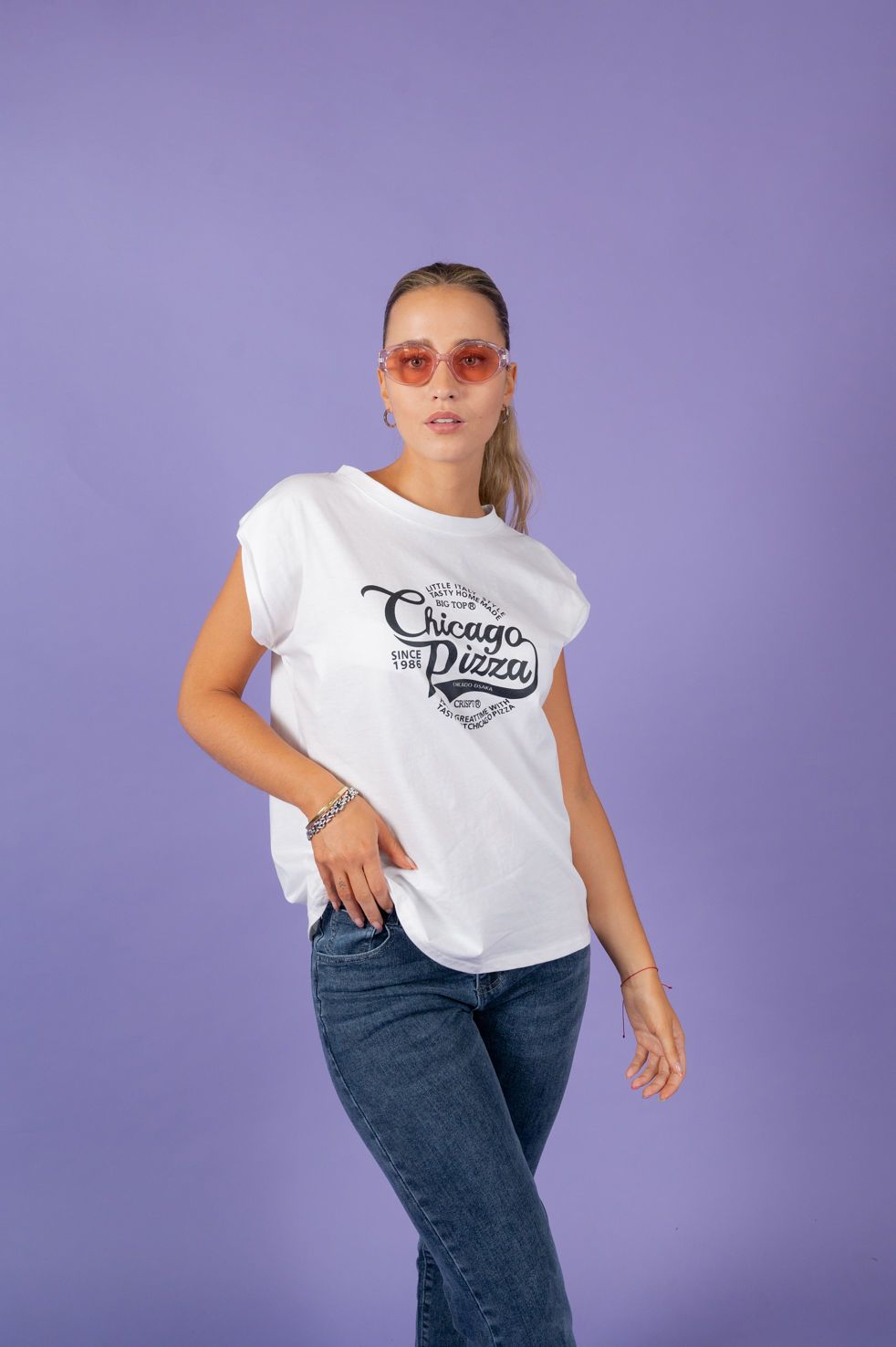 T-SHIRT ESTAMPA CHICAGO PIZZA