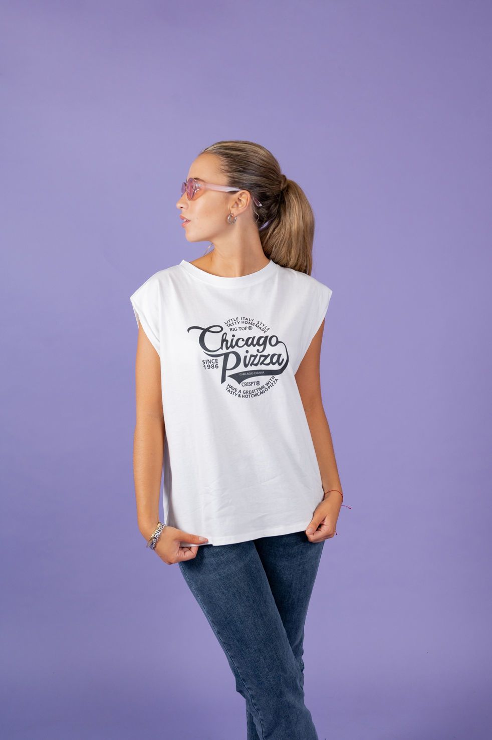 T-SHIRT ESTAMPA CHICAGO PIZZA