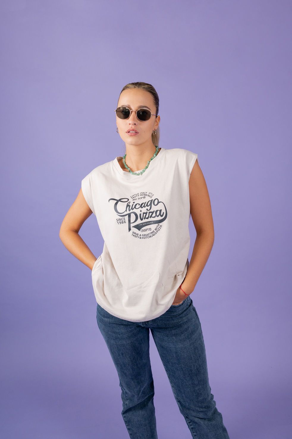 T-SHIRT ESTAMPA CHICAGO PIZZA